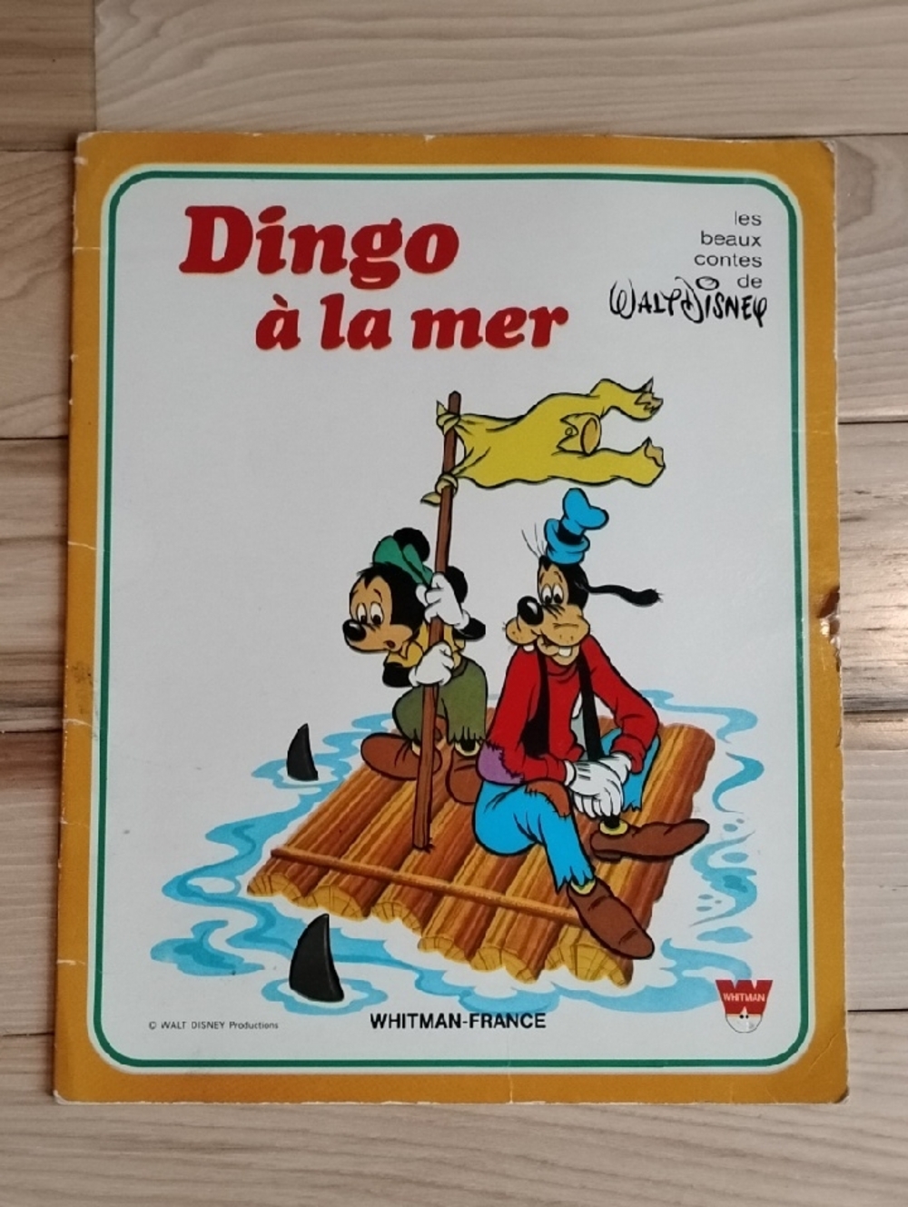 Disney Yellow Red Blue Goofy & Friend Raft Illustration Mickey Mouse Walt French